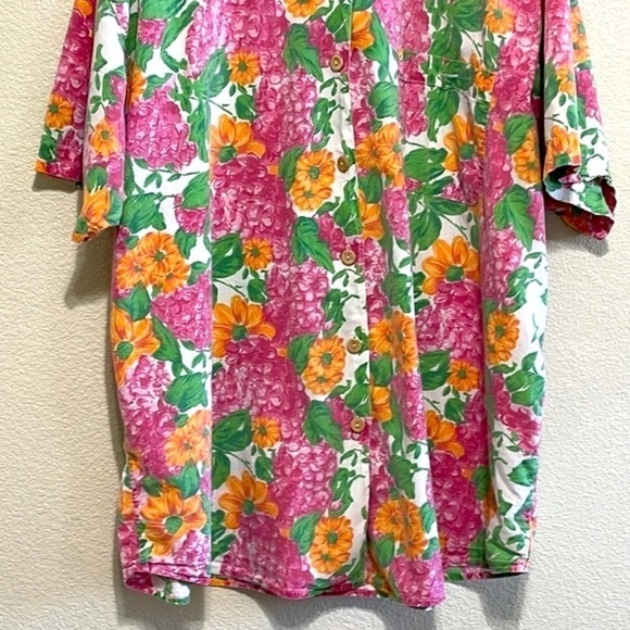 VINTAGE Jacque & KoKo Floral Short Sleeve Button Down Shirt Size 22/24 - Picture 4 of 10